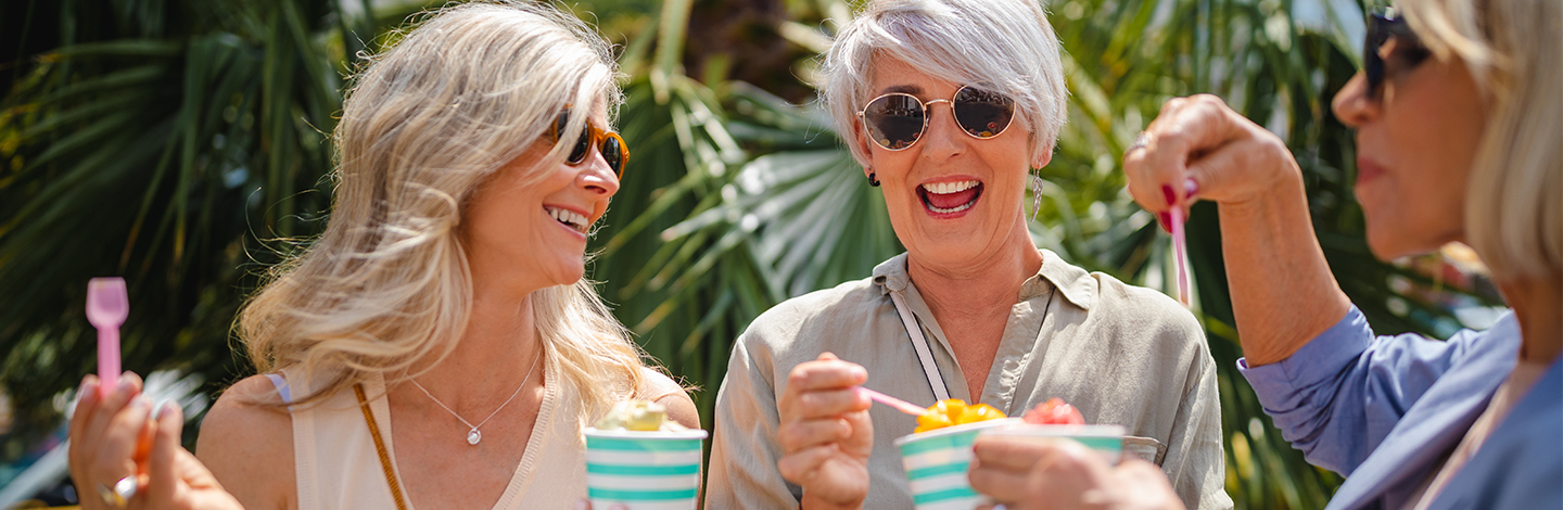 A group of women eating ice cream
