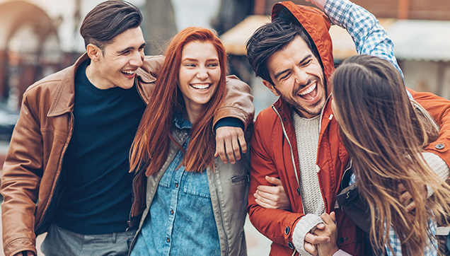 A group of friends hanging out and laughing